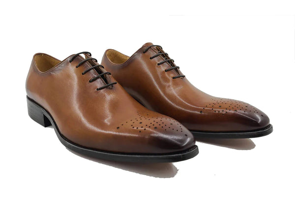 Carrucci Burnished Calfskin Oxford - Cognac