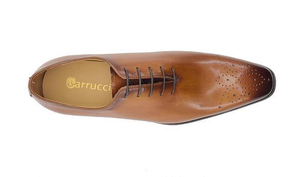 Carrucci Burnished Calfskin Oxford - Cognac