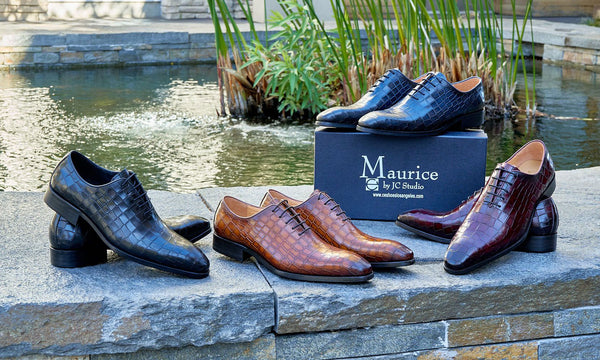C&E Shoes Crocodile Embossed Oxford - Cognac