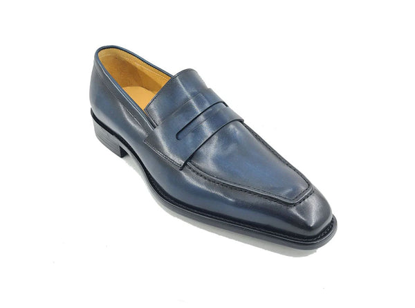Carrucci Patina Calfskin Loafer - Navy