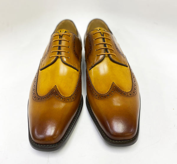 C&E Shoes Leather Lace-Up Shoe - Tan/Cognac