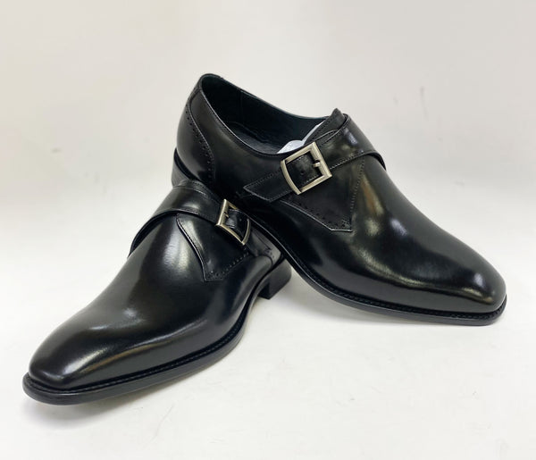 C&E Shoes Leather Monkstrap - Black