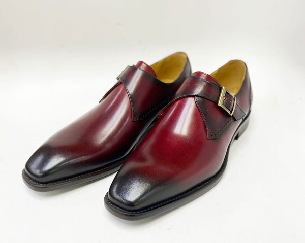 C&E Shoes Leather Monkstrap - Burgundy