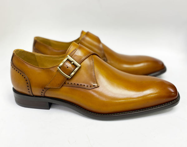 C&E Shoes Leather Monkstrap - Cognac
