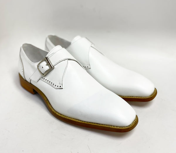 C&E Shoes Leather Monkstrap - White