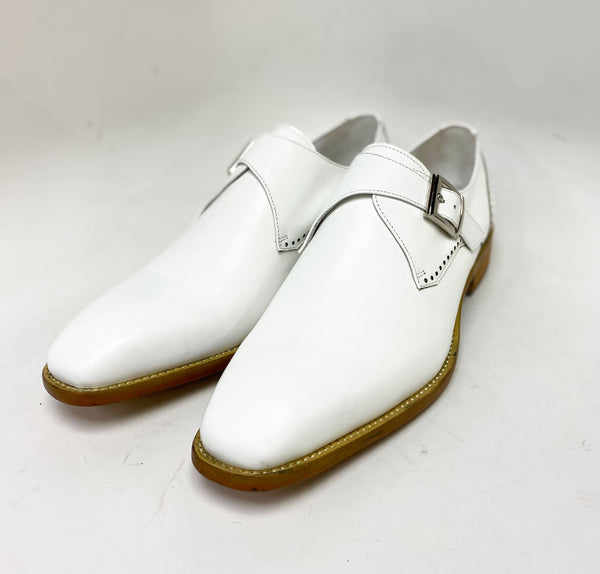 C&E Shoes Leather Monkstrap - White