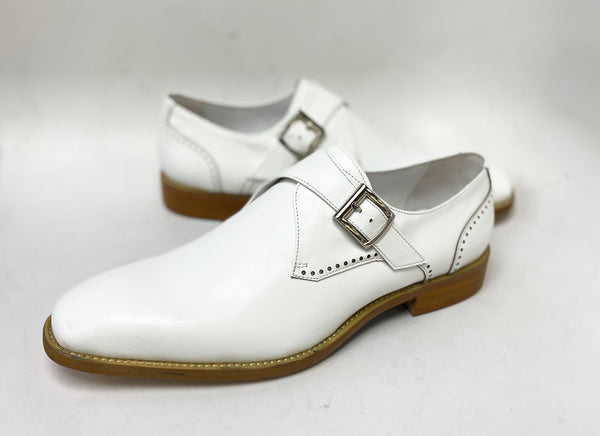 C&E Shoes Leather Monkstrap - White