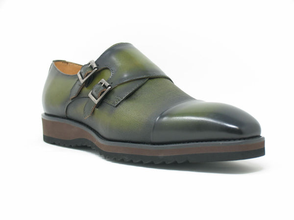Maurice Calfskin Monkstrap Shoe - Olive