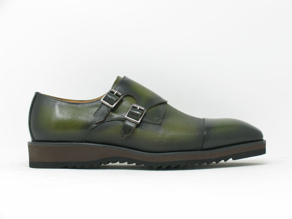 Maurice Calfskin Monkstrap Shoe - Olive