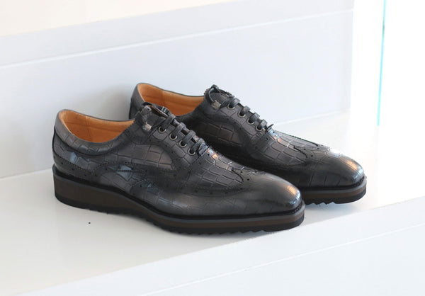 C&E Shoes Calfskin Oxford - Grey