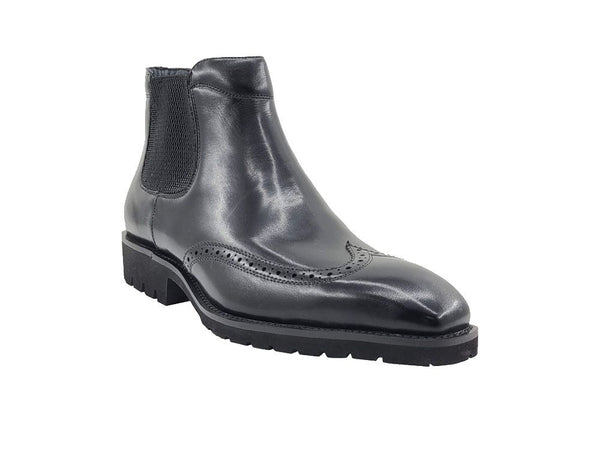 C&E Shoes Burnished Calfskin Chelsea Boot - Black