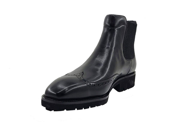 C&E Shoes Burnished Calfskin Chelsea Boot - Black
