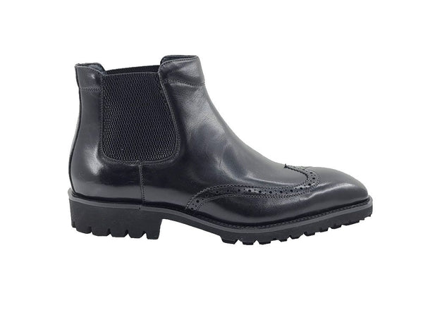 C&E Shoes Burnished Calfskin Chelsea Boot - Black