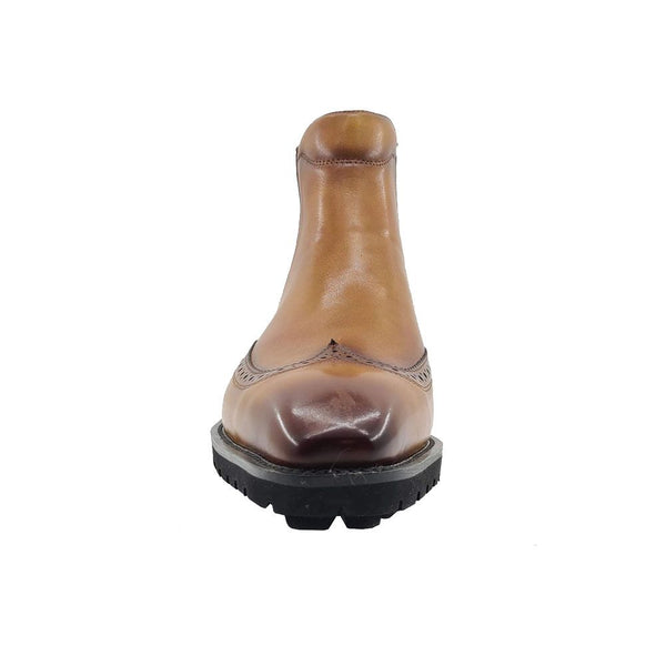 C&E Shoes Burnished Calfskin Chelsea Boot - Cognac