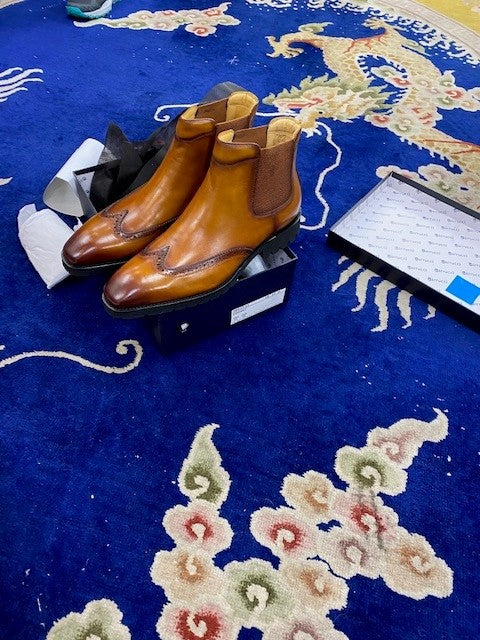 C&E Shoes Burnished Calfskin Chelsea Boot - Cognac