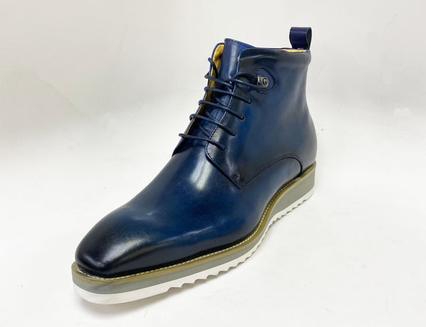 Maurice Burnished Calfskin Boot - Navy