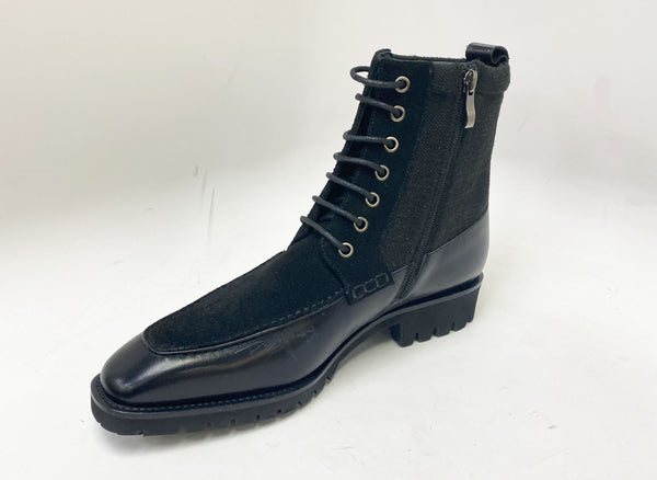 C&E Shoes Calfskin Suede Boot - Black