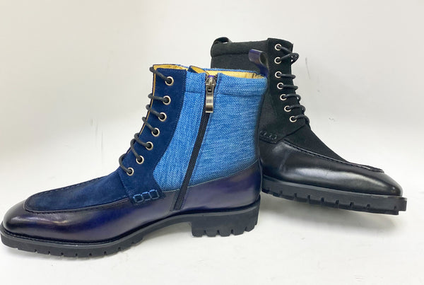 C&E Shoes Calfskin Suede Boot - Black