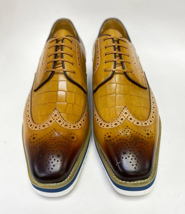 Maurice Calfskin Oxford - Camel/Blue