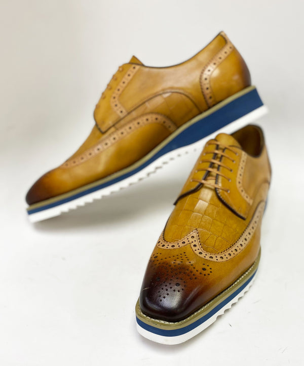 Maurice Calfskin Oxford - Camel/Blue