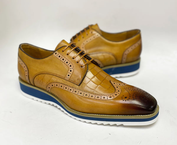 Maurice Calfskin Oxford - Camel/Blue
