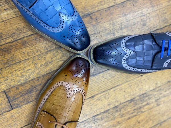Maurice Calfskin Oxford - Camel/Blue