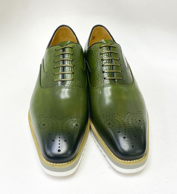Maurice Calfskin Lace-Up Shoe - Olive
