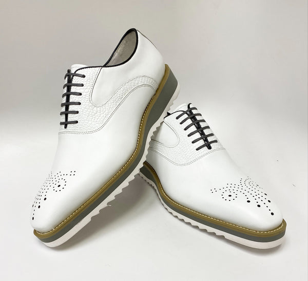 Maurice Calfskin Lace-Up Shoe - White