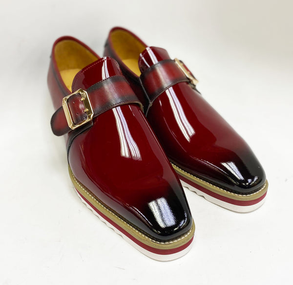 Maurice Patent Leather Monkstrap - Burgundy