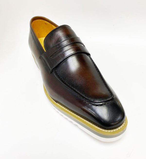 Carrucci Calfskin Penny Loafer - Chestnut