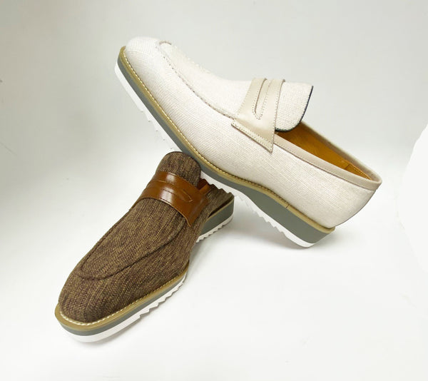 C&E Canvas Calfskin Loafer - Cream
