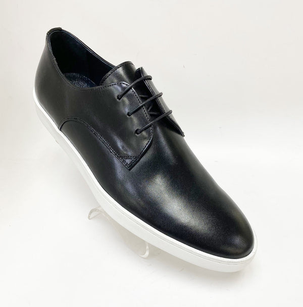 C&E Shoes Calfskin Lace-Up Sneaker - Black