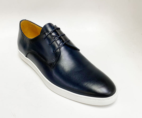 C&E Shoes Calfskin Lace-Up Sneaker - Black