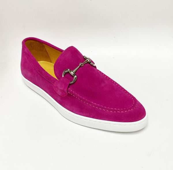 C&E Shoes Suede Horsebit Loafer - Fuchsia