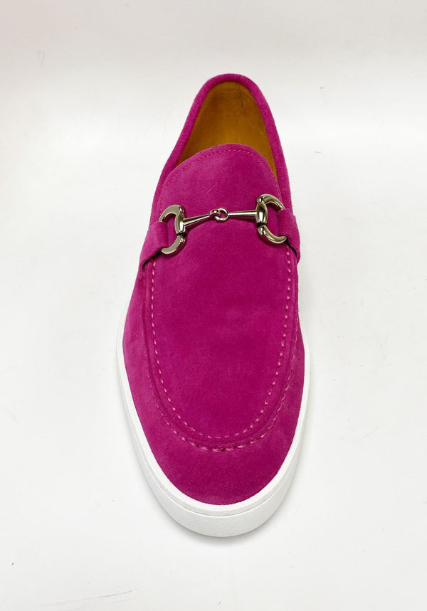 C&E Shoes Suede Horsebit Loafer - Fuchsia