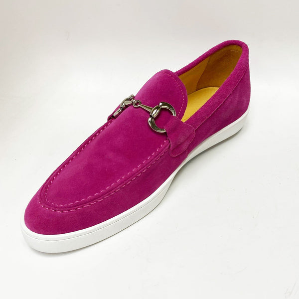 C&E Shoes Suede Horsebit Loafer - Fuchsia