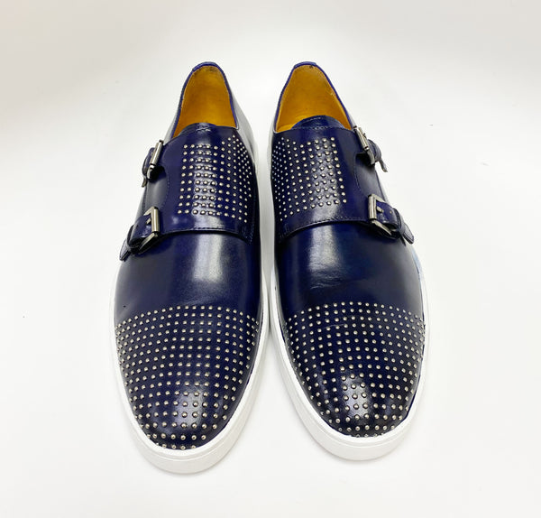 C&E Shoes Calfskin Double Monkstrap - Navy