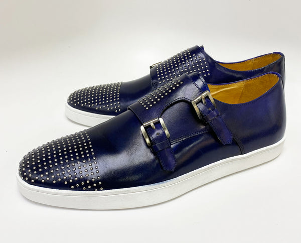 C&E Shoes Calfskin Double Monkstrap - Navy