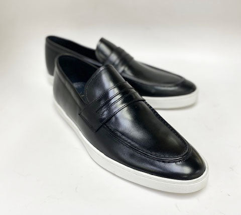 C&E Shoes Calfskin Slip-On Loafer - Black
