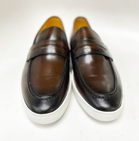 C&E Shoes Calfskin Slip-On Loafer - Chestnut