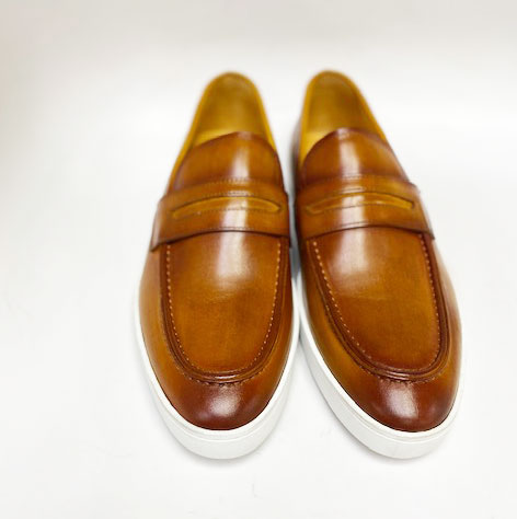 C&E Shoes Calfskin Slip-On Loafer - Cognac