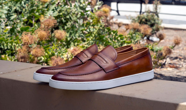 C&E Shoes Calfskin Slip-On Loafer - Cognac