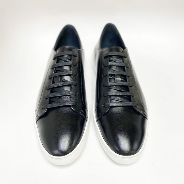 C&E Shoes Calfskin Lace-Up Sneaker - Black