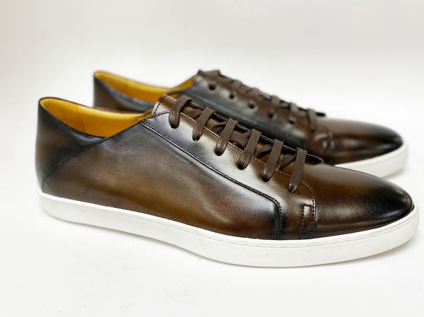 C&E Shoes Calfskin Lace-Up Sneaker - Chestnut