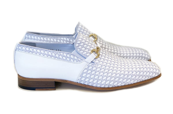 Corrente Woven Calfskin Suede Shoe - White