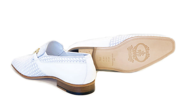 Corrente Woven Calfskin Suede Shoe - White