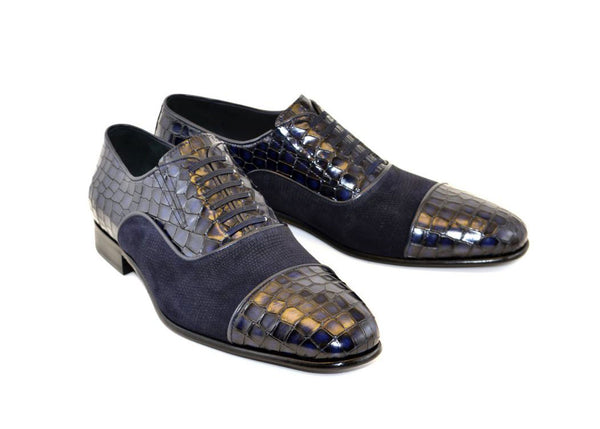 Corrente Calfskin Suede Oxford - Navy