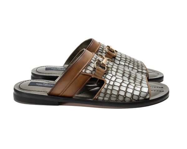 Corrente Calfskin Sandal - Silver