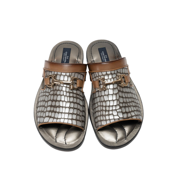 Corrente Calfskin Sandal - Silver