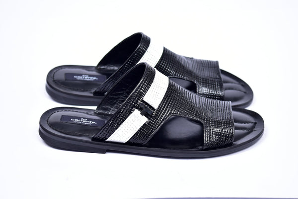 Corrente Perforated Calfskin Sandal - Black